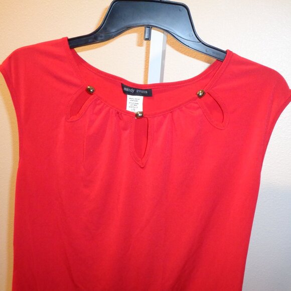 Mandy Evans Women's Red Polyester & Spandex Blouse Size Large Short Sleeve - Picture 3 of 10